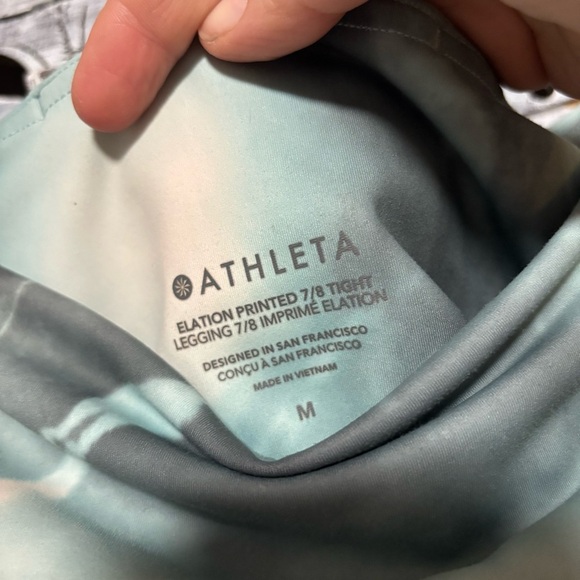 Athleta Elation Printed 7/8 Tights Marine Minimalist Marble Green/Peach - Picture 9 of 9
